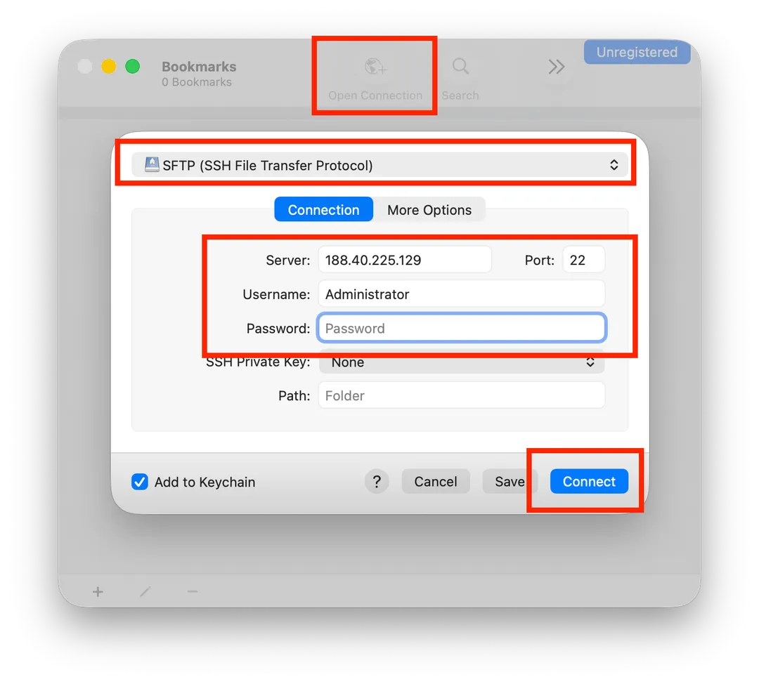 Налаштування підключення SFTP у Cyberduck на macOS