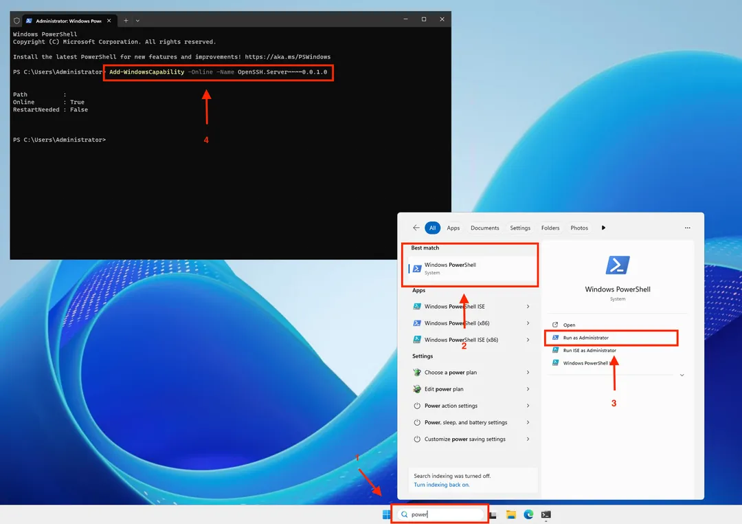 Встановлення компонента OpenSSH Server у PowerShell